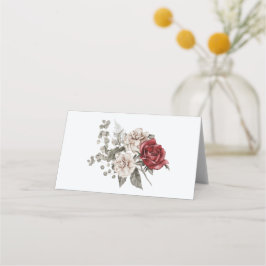 Tarjeta De Asiento Bouquet de flores de crema y rosa roja