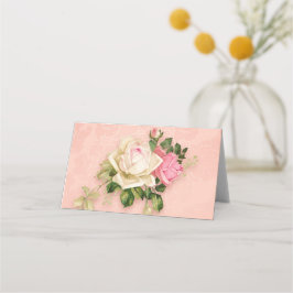Tarjeta De Asiento Bouquet de flores rosa y blanco
