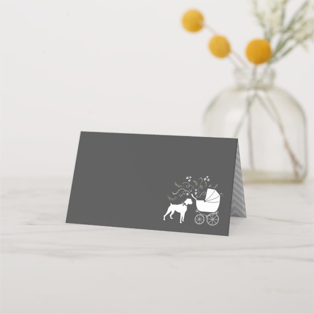 Tarjeta De Asiento Boxer Dog Baby Shower Puppy (Anverso)