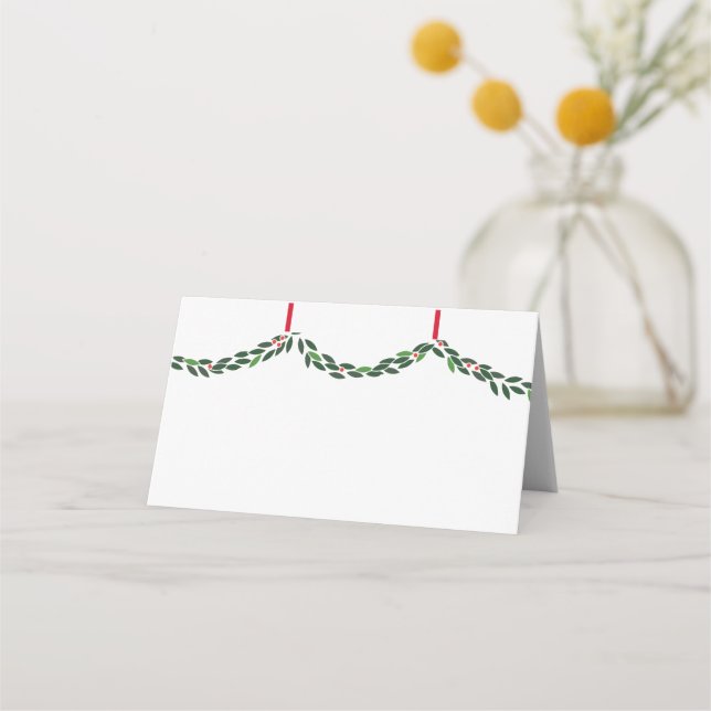 Tarjeta De Asiento Boxwood Garland Navidades Place Card (Anverso)