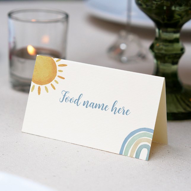 Tarjeta De Asiento Boy Sunshine Rainbow Place Card Fiesta de cumpleañ (Subido por el creador)