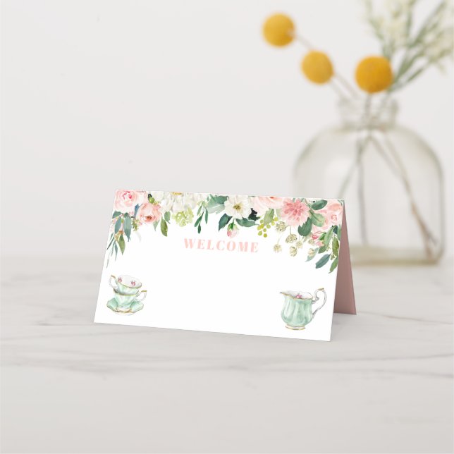 Tarjeta De Asiento Bridal Shower Tea Fiesta Place Card (Anverso)