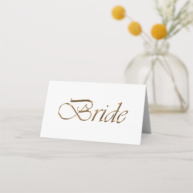 Tarjeta De Asiento Bride Elegant Guión dorado Tabla Boda reservada (Anverso)
