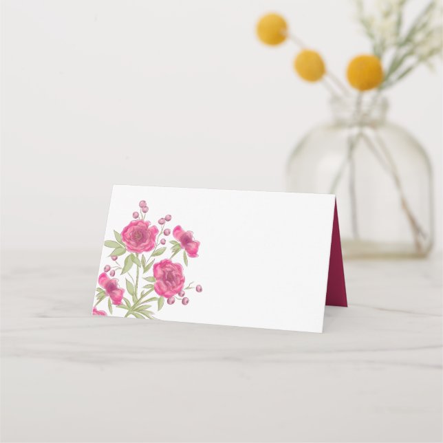 Tarjeta De Asiento Bright Pink Rose Wedding (Anverso)