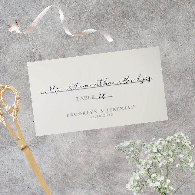 Tarjeta De Asiento BROOKLYN serif elegante boda (Subido por el creador)