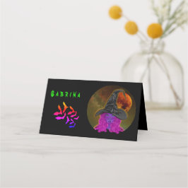 Tarjeta De Asiento Bruja de Halloween Personalizada