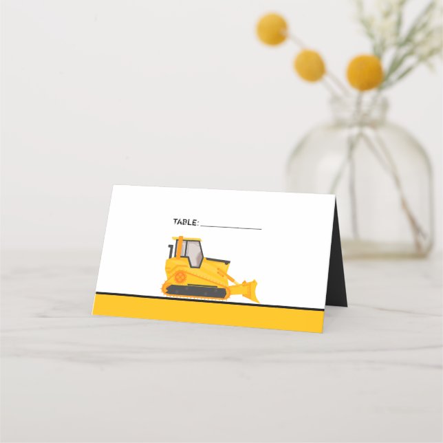 Tarjeta De Asiento Bulldozer Construction Birday Place Card (Reverso)