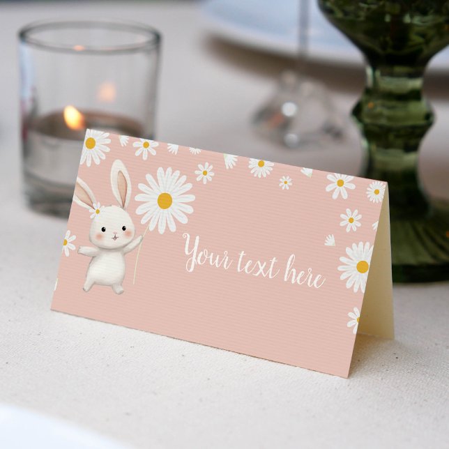 Tarjeta De Asiento Bunny Daisy Chica Birthday Party Place Card (Subido por el creador)