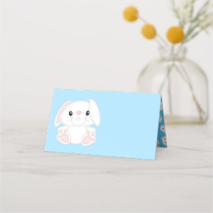 Tarjeta De Asiento Bunny Rabbit Baby Shower Blue