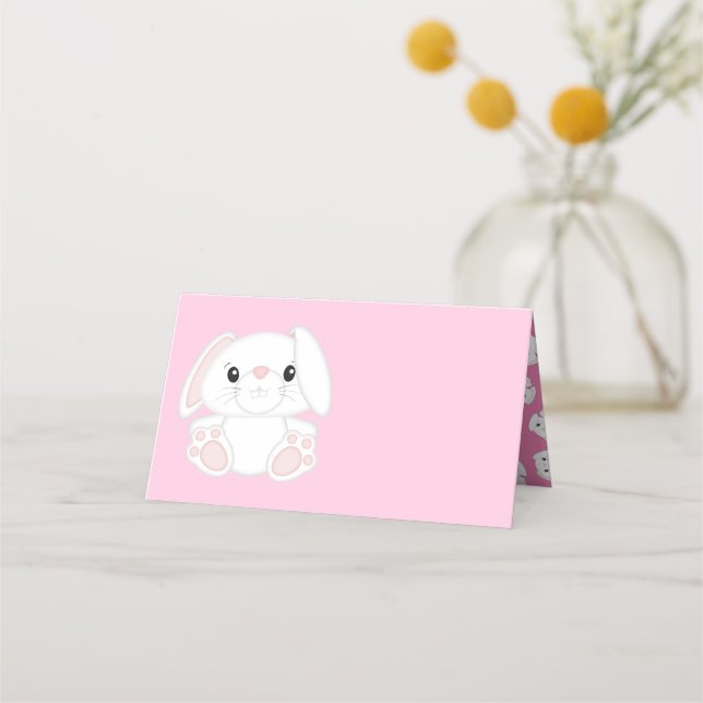 Tarjeta De Asiento Bunny Rabbit Baby Shower Pink (Anverso)