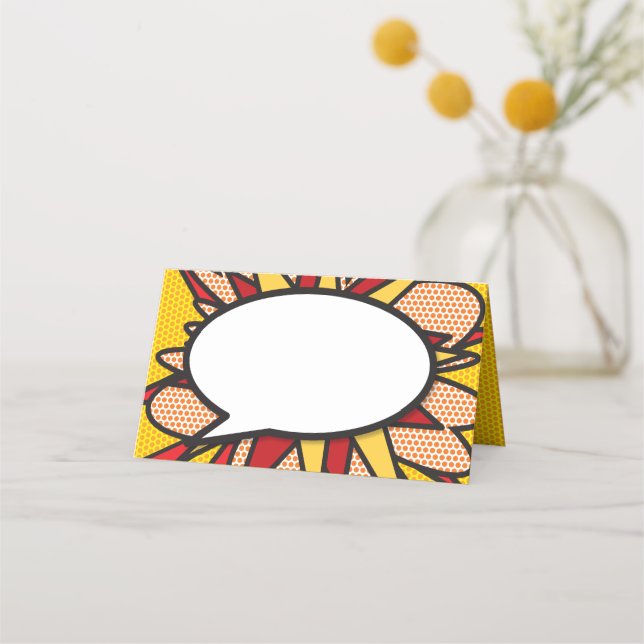 Tarjeta De Asiento Burbuja de diálogo divertida de cómic moderno (Anverso)