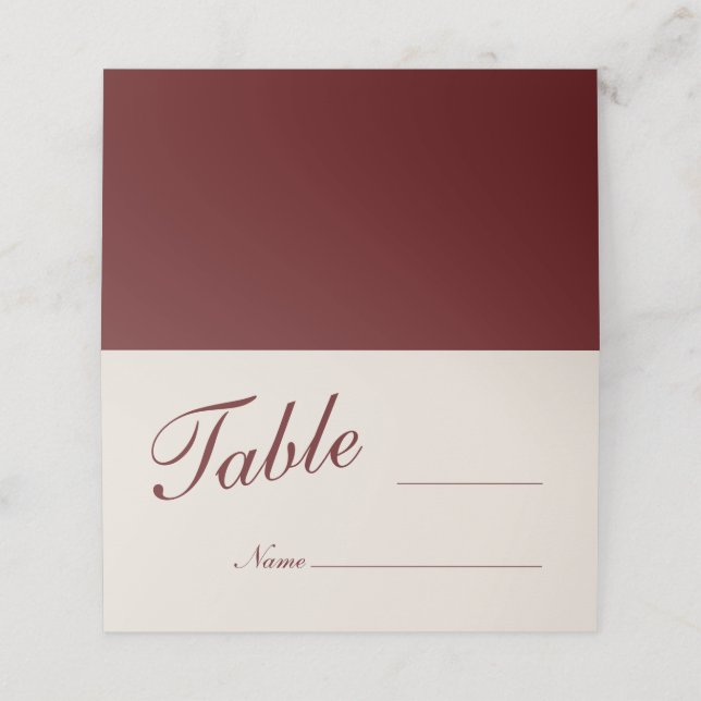 Tarjeta De Asiento Burgundy Blank Wedding Place Cards (Exterior desplegado)