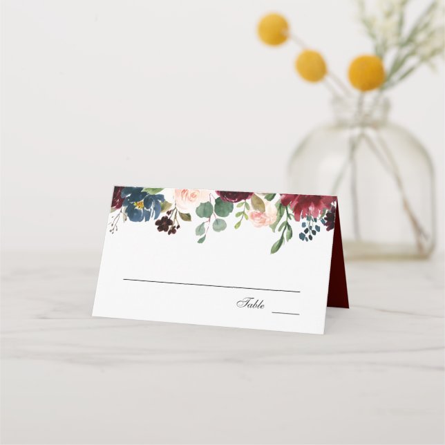 Tarjeta De Asiento Burgundy Bouquet | Escort (Anverso)