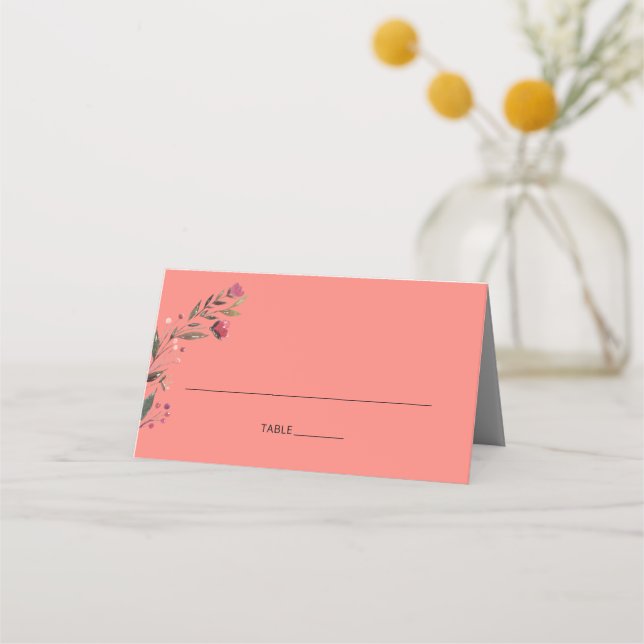 Tarjeta De Asiento Burgundy Floral | Boda coral (Anverso)