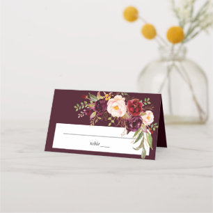 Tarjeta De Asiento Burgundy Marsala Floral