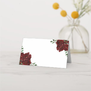 Tarjeta De Asiento Burgundy Red Rose Table Name Place Card