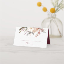 Burgundy Wine Wildflower Place Card