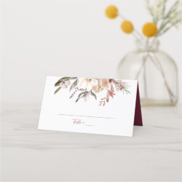Tarjeta De Asiento Burgundy Wine Wildflower Place Card