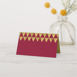 Tarjeta De Asiento Burgundy y Faux Gold Triangle Patrón geométrico