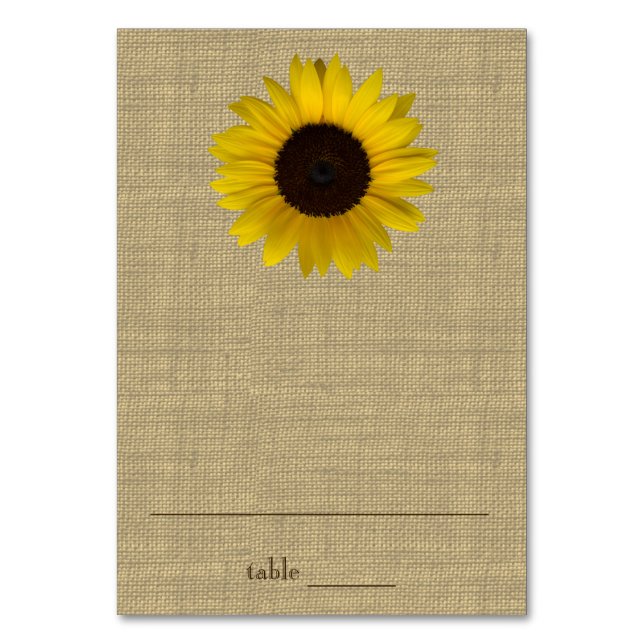 Tarjeta de asiento Burlap Country Sunflower (Anverso)