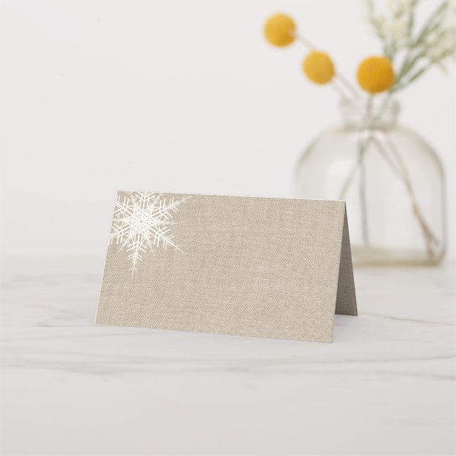Tarjeta De Asiento Burlap Snowflake Cartas plegadas (Reverso)
