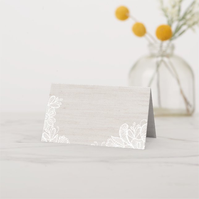 Tarjeta De Asiento Burlap y Lace (Anverso)
