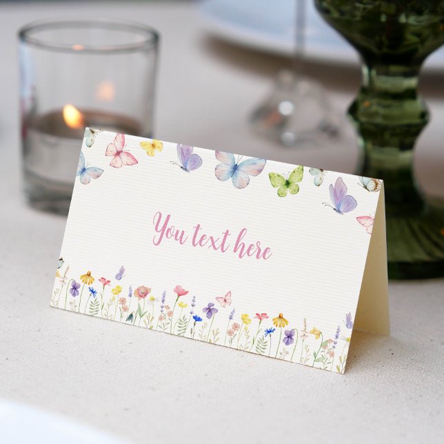 Tarjeta De Asiento Butterfly Wildflower Place Card Fiesta de cumpleañ (Subido por el creador)