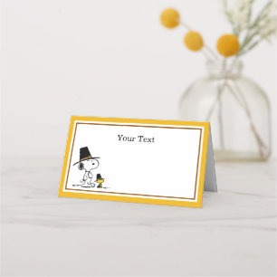 Tarjeta De Asiento Cacahuetes Cena de Acción de Gracias Snoopy & Wo