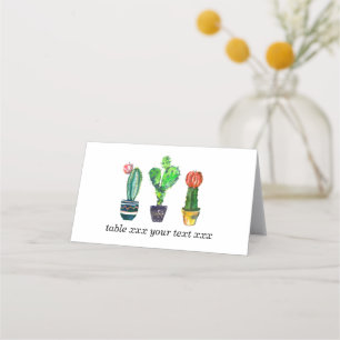 Tarjeta De Asiento cactus, suculento, acuarela, fiesta, mexicano,