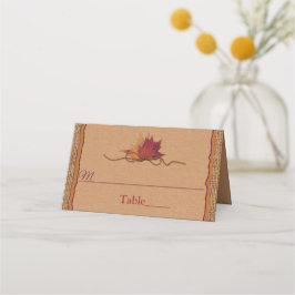Tarjeta De Asiento Caer enamorada, hojas de otoño, Boda de Burlap