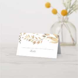 Tarjeta De Asiento Caída blanca y de oro deja Boda