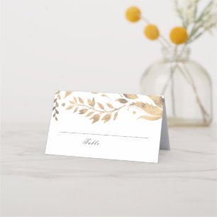 Tarjeta De Asiento Caída blanca y de oro deja Boda