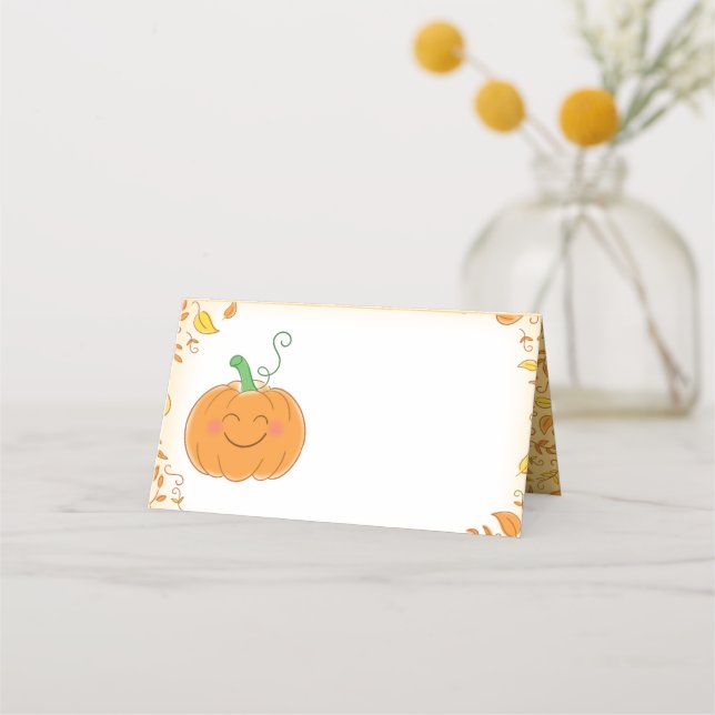 Tarjeta De Asiento Caída de calabaza Baby Shower Cum (Anverso)