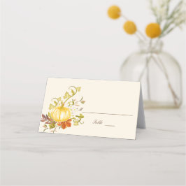 Tarjeta De Asiento Calabaza acuática otoño y Boda de hojas