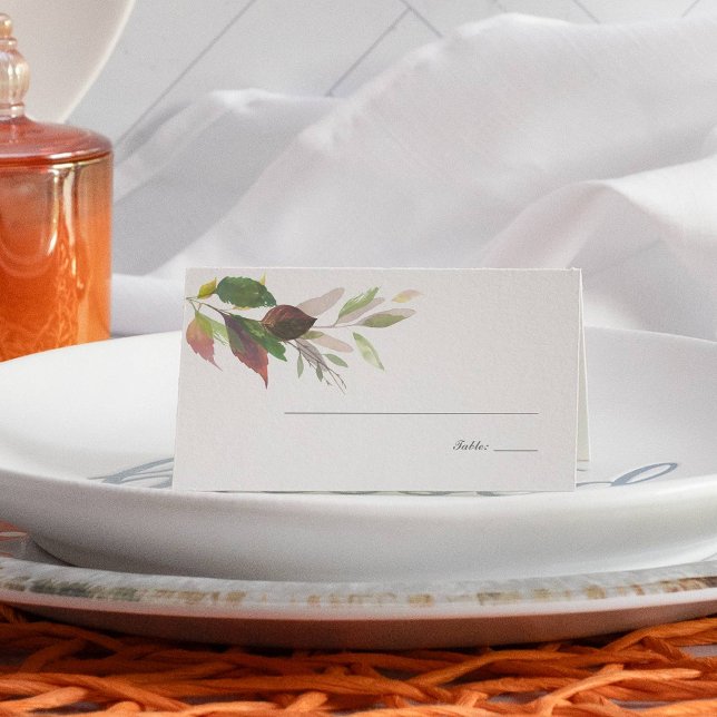 Tarjeta De Asiento Calabaza blanca y rollo Boda de Marsala (Thanksgiving place cards fall leaves )
