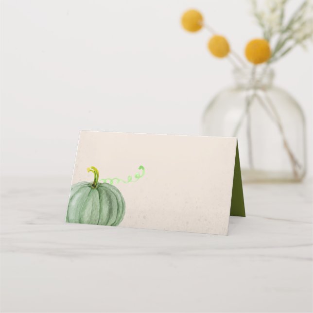Tarjeta De Asiento Calabaza de Acción de Gracias de otoño para acuare (Anverso)