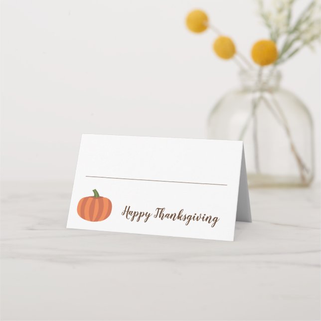 Tarjeta De Asiento Calabaza linda feliz cena de Acción de Gracias (Anverso)