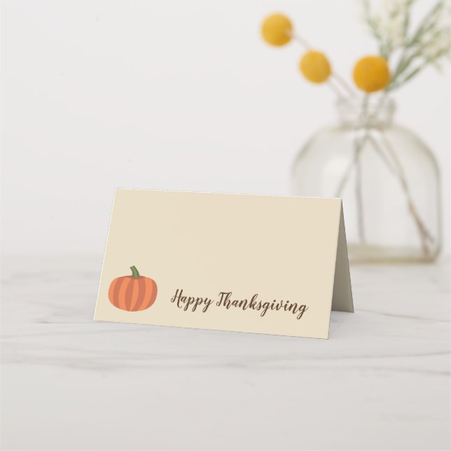 Tarjeta De Asiento Calabaza Rustica Feliz Día de Gracias (Anverso)