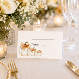 Tarjeta De Asiento Calabazas crema lazos boda rústica campestre