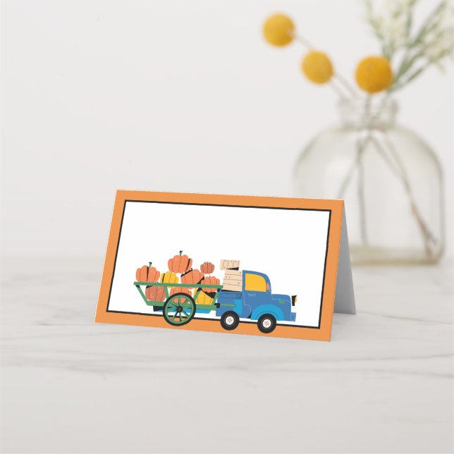 Tarjeta De Asiento Calabazas de Acción de Gracias | Escribir en el no (Anverso)