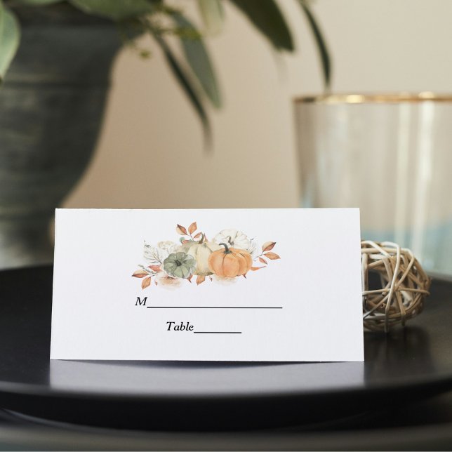 Tarjeta De Asiento Calabazas y flores acuáticas de otoño (Subido por el creador)