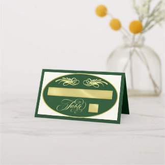 Tarjeta De Asiento Caligrafía elegante - Esmeralda/Dorado