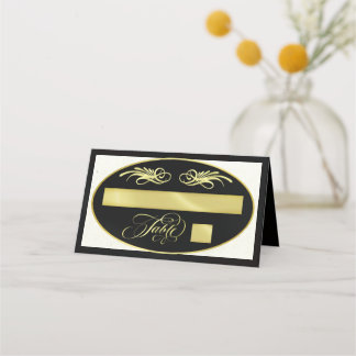 Tarjeta De Asiento Caligrafía elegante - negro/oro