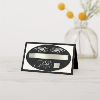 Tarjeta De Asiento Caligrafía elegante - negro/plata