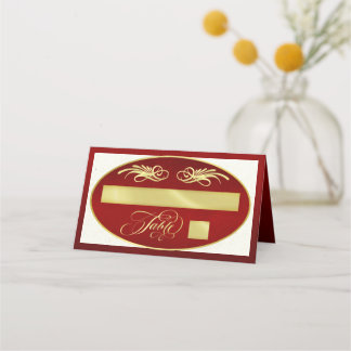 Tarjeta De Asiento Caligrafía elegante - Rojo/Oro