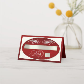 Tarjeta De Asiento Caligrafía elegante - Rojo/Plata