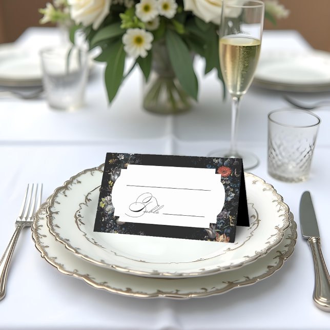 Tarjeta De Asiento Caligrafía floral negra Bella Artes (Subido por el creador)