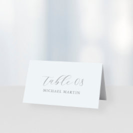 Tarjeta De Asiento Caligrafía simple azul mínima Quinceanera