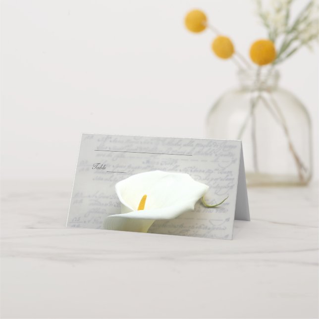 Tarjeta De Asiento Calla lily escribe a mano antigua (Anverso)