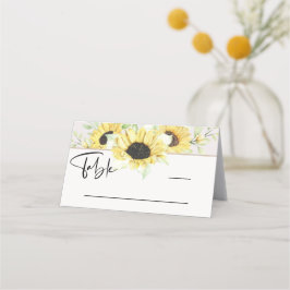 Tarjeta De Asiento Calligrafía de girasol amarillo boho
